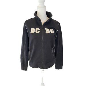BCBGMaxazria Y2K Black Athletic Full Zip Jacket with Rhinestones